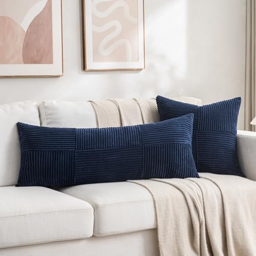 2 Packs Navy Blue Decorative Throw Pillow Covers 20x20 Inch for Living Room Couch Bed Sofa (Navy Blue / 20" x 20" (Pack of 2))