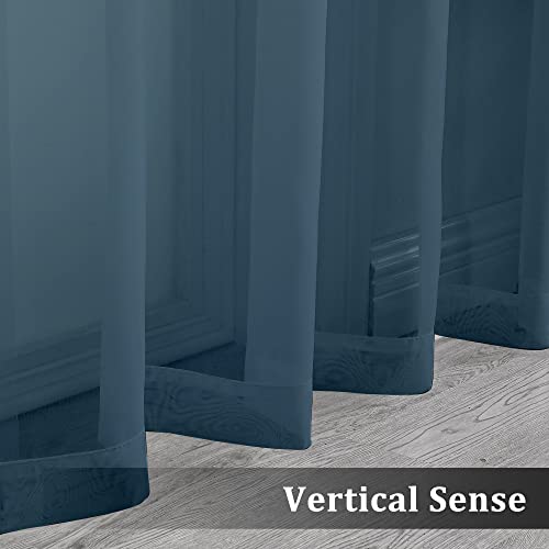 Dusty Blue Sheer Curtains 63 inch Length 2 Panels Set for Kitchen Decor (Dusty / 42"W x 63"L (Pack of 2))
