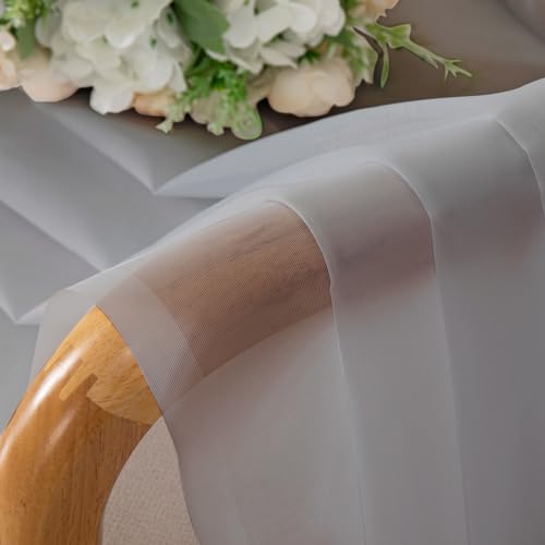 Light Grey Sheer Valances for Windows (Light Grey / 42"W x 16"L (Pack of 2))