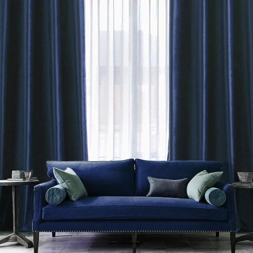 Velvet Curtains Royal Blue 52 x 96 Inch Length Set of 2 (Royal Blue / 52"W x 96"L (Pack of 2))