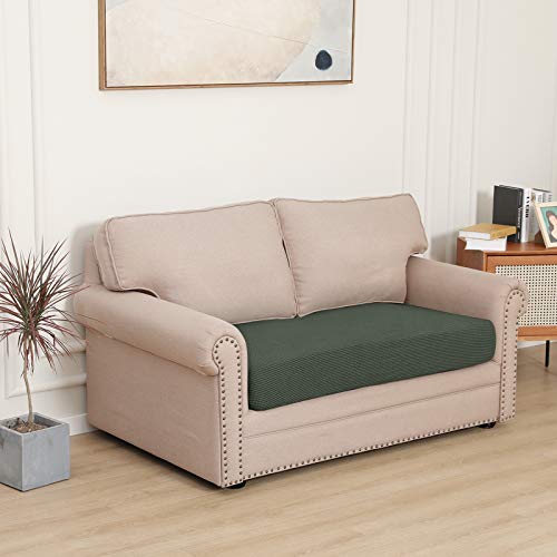 Stretch 1 Piece Loveseat Couch Cushion Cover for Sofa (Medium / Olive Green)