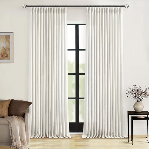 Natural Pinch Pleated Linen Curtains 92 Inches Long 2 Panels Set (Natural / 40"W x 92"L (Pack of 2))