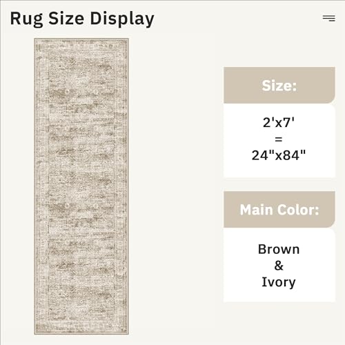 Runner Rug 2x7 Washable Non (Brown / 2' x 7' (Runner))