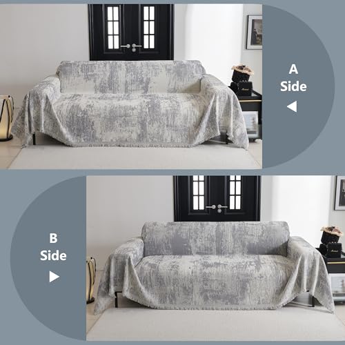 Couch Cover for Sectional Sofa Set Furniture Sofa Cover Washable for Dog Cat Pet Couch Cover 3 Cushion Couch Sofa Chenille Couch Protector Multi Use Couch Covers Blanket (91" x 150" / 1# Light Grey)