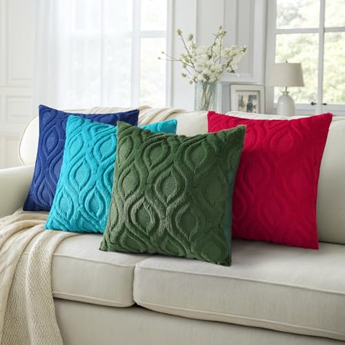 Faux Fur Plush Soft Turquoise Throw Pillow Covers 24x24 Set of 2 (24" x 24" (Pack of 2) / Turquoise)