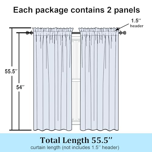 Rod Pocket Top Solid Voile Sheer Curtains for Bedroom (Burgundy / 42"W x 54"L (Pack of 2))