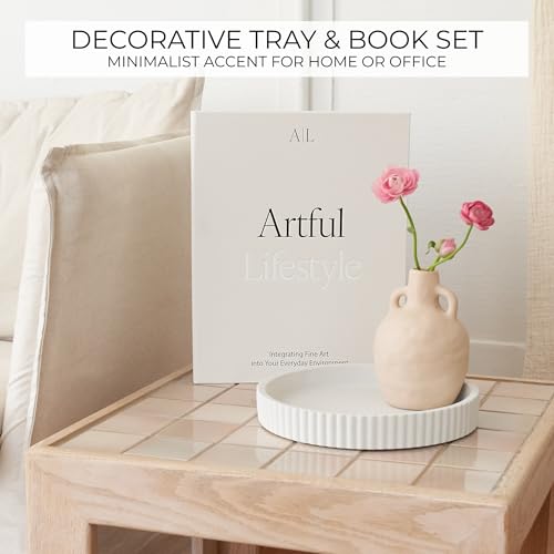 Decorative Concrete Tray & Book Decor Set (Beige)
