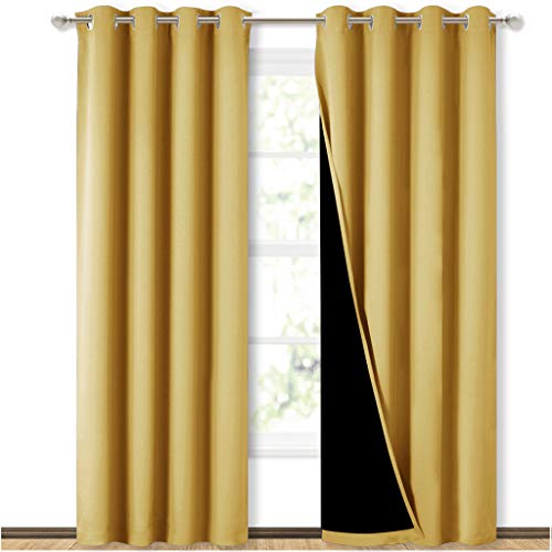 100% Blackout Window Curtain Panels (Yellow / 52"W x 84"L (Pack of 2))