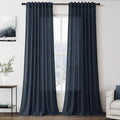 Vintage Blue Linen Curtains 108 Inches Long for Living Room Bedroom 2 Panels Set Extra Long Back Tab Drapes Light Filtering Semi Sheer Floor to Ceiling Curtain for Large Windows 52x108 (52"W x 108"L (Pack of 2) / Vintage Blue)
