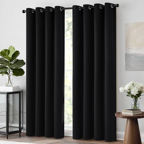 Room Darkening Curtains 52x84 inch Length Black (Black / 52"W x 84"L (Pack of 2))