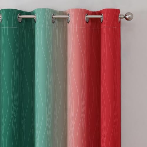 Red and Green Ombre Blackout Curtains 52Wx45L 2 Panels (Green and Red / 52"W x 45"L (Pack of 2))