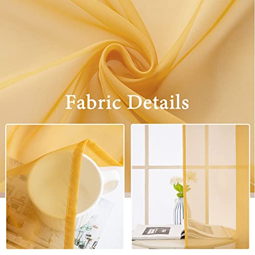2 Panels Fall Sheer Curtains for Living Room 54X90 Inch Gold (Gold / 54"W x 90"L (Pack of 2))
