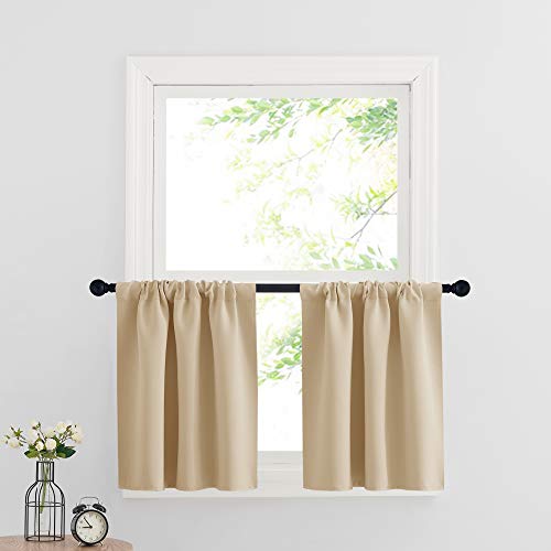 Cafe Curtains 24 inch Length (Biscotti Beige / 42"W x 24"L (Pack of 2))
