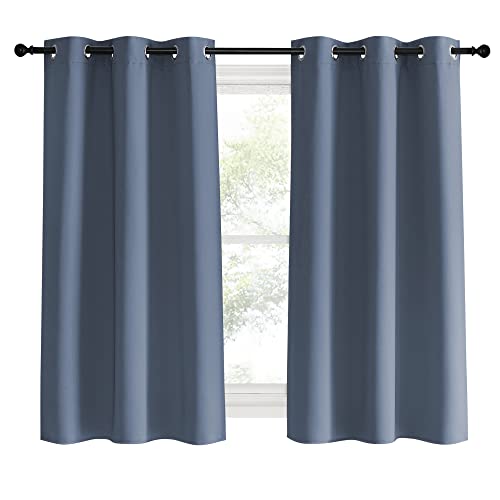Kitchen Curtains Blackout Drapes (Stone Blue / 42"W x 60"L (Pack of 2))
