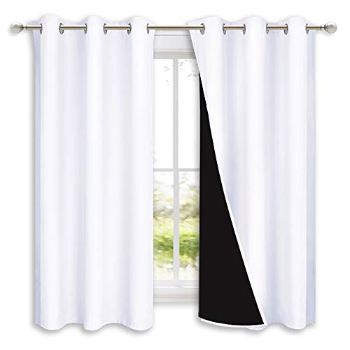 Pure White Blackout Curtains for Kitchen 42" w x 63" L 2 Panels (Pure White / 42"W x 63"L (Pack of 2))