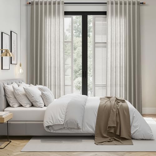 Silver Grey Linen Curtains 120 Inch Extra Long for Living Room Back Tab Light Filtering Semi Sheer Drapes Modern Farmhouse Boho Textured Curtain for Floor to Ceiling High Window 52x120 (52"W x 120"L (Pack of 2) / Silver Grey)
