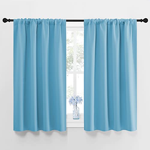 Kitchen Window Blackout Curtain Panels (Teal Blue / 42"W x 45"L (Pack of 2))