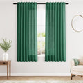 Dark Green Linen Curtains for Living Room 63 Inches Long 2 Panel Set Light Filtering Linen Drapes for Kitchen Windows Rod Pocket Back Tab Short See Through Curtain Country Farmhouse Decor 52x63 (52"W x 63"L (Pack of 2) / Dark Green)