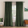 Velvet Curtains 52x105 inches 2 Panels Olive Green Blackout Curtains (Olive Green / 52"W x 105"L (Pack of 2))