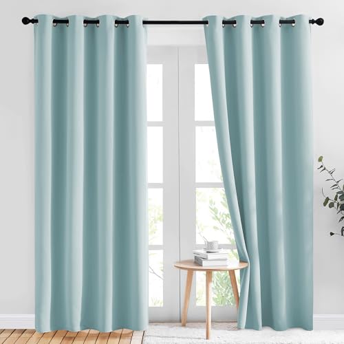 Room Darkening Curtains for Living Room 84 inches Long (Sky Blue / 52"W x 84"L (Pack of 2))