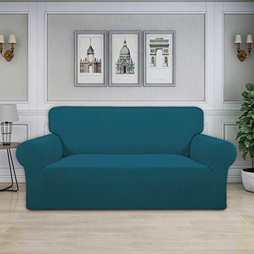 Stretch Oversized Loveseat Couch Covers Washable Peacock Blue (Medium-XL Loveseat / Peacock Blue)