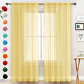 Sheer Voile Window Treatment Rod Pocket Curtain Panels for Kitchen Bedroom Living Room Drapes Sunlight Filtering Privacy Semi Home Decor Assorted Colors Sizes (Yellow / 52"W x 84"L (Pack of 2))