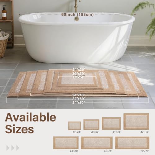 48x24 Long Bathroom Rugs Non Slip Washable (Beige / 2' x 4' (Rectangular))