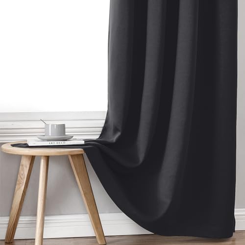 100% Blackout Curtains for Bedroom 63 Inches Long 2 Panels Set (60"W x 63"L (Pack of 2) / Dark Grey)