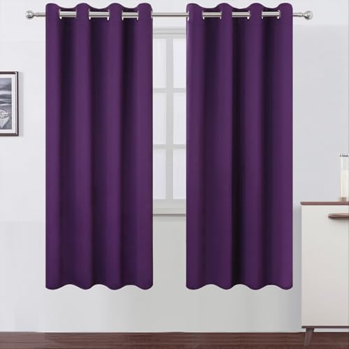 Blackout Curtains 66 x 72 Inch Long Purple Curtains Set of 2 Panels Room Darkening Curtains for Bedroom and Living Room (Purple / 66"W x 72"L (Pack of 2))