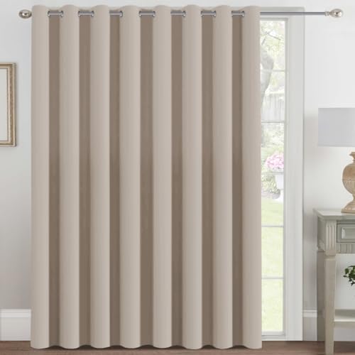 Blackout Patio Curtains 100 x 96 Inches for Sliding Door Extral Wide Blackout Curtain Panels Thermal Insulated Room Divider (100"W x 96"L (Pack of 1) / Fog)
