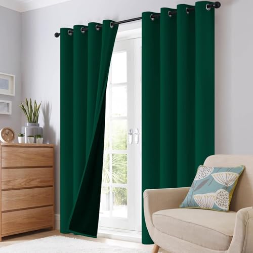 Dark Green 100% Blackout Curtains Room Darkening Living Room 54 (Dark Green / 52"W x 54"L (Pack of 2))