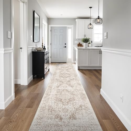 2'6"x14 Washable Long Runner Rug (Ivory/Beige / 2'6" x 14' (Runner))