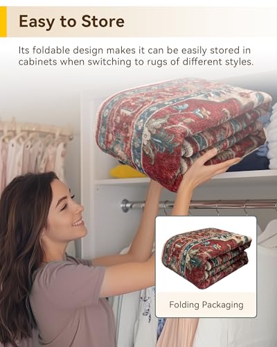Washable Area Rug (Red/Blue / 2'6" x 4' (Rectangular))