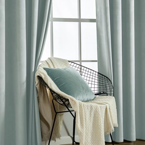Velvet Curtains Misty Blue 52 x 96 Inch Length Set of 2 (Misty Blue / 52"W x 96"L (Pack of 2))