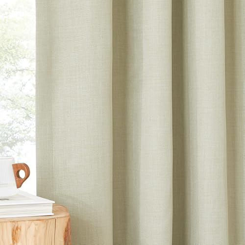 Room Darkening Bedroom Curtains 84 inches Long (Linen Beige / 52"W x 84"L (Pack of 2))