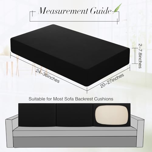 4 Pcs Stretch Cushion Covers (Black / Back Cover)