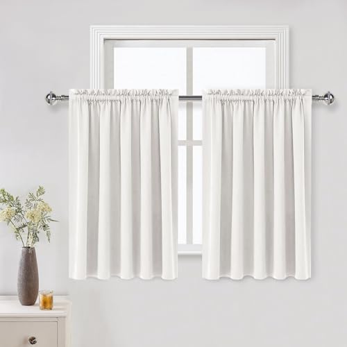 Short Blackout Curtains 52 x 36 Inch Long for Kitchen RV Bunk Ivory (Ivory / 52"W x 36"L (Pack of 2))