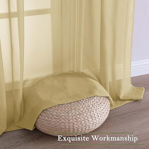 Gold Sheer Curtains 120 Inches Long 2 Panels Set (Gold / 59"W x 120"L (Pack of 2))
