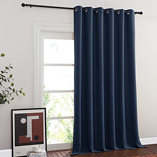 Blackout Navy Blue Bedroom Curtain 118 inches Long (Navy / 80"W x 118"L (Pack of 1))
