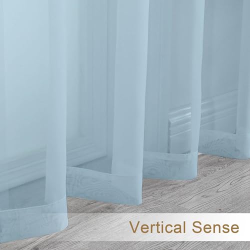 Sheer Sky Blue Curtains 90 inches Long 2 Panels (Sky Blue / 42"W x 90"L (Pack of 2))