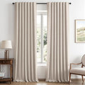 100% Blackout Linen Curtains 42 x 96 Inch Natural 2 Panels (Natural / 42"W x 96"L (Pack of 2))