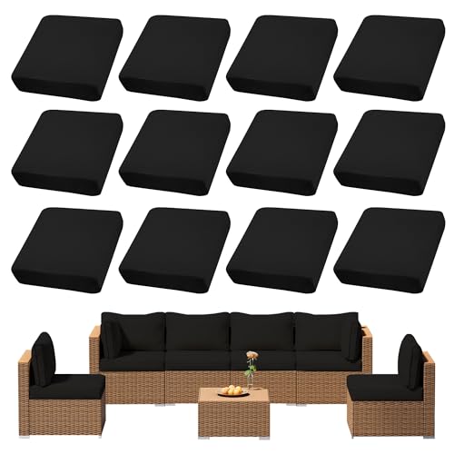 12Pcs Outdoor Cushion Covers (Black / 12PCS)