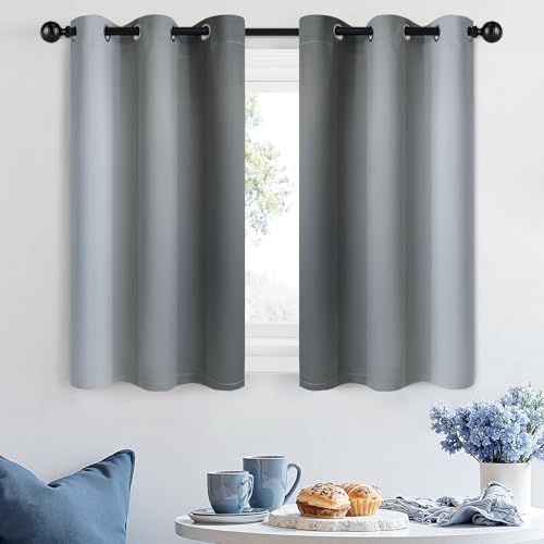 Ombre Grey to Grey White Curtains for Living Room 42Wx36L (42"W x 36"L (Pack of 2) / Grey)