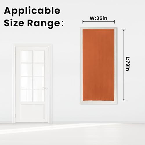 Self Adhesive Curtains Portable Blackout Curtain Simple and Easy to Install Bedroom Window Thermal Lnsulated Kitchen Room Darkening Black Small Drapes (35"W x 79"L (Pack of 1) / Orange)