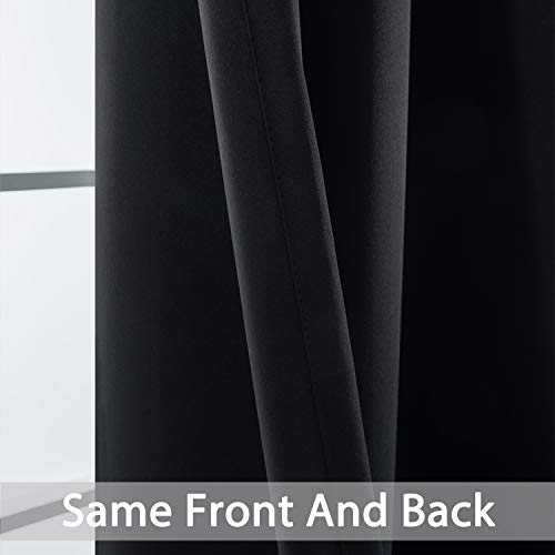 Black Room Darkening Window Curtains 52x36 Inch for Kitchen (Black / 52"W x 36"L (Pack of 2))