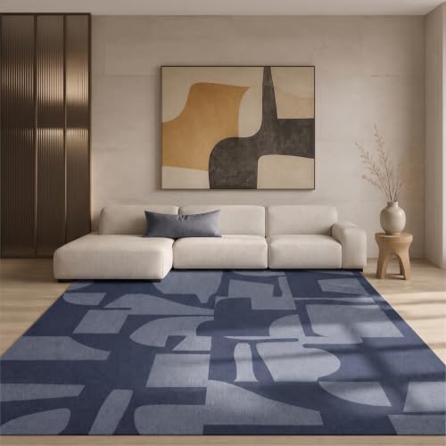 8x10 Area Rugs for Living Room Large Modern Washable Rug (Navy / 8' x 10' (Rectangular))