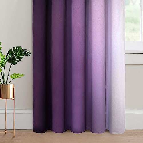 Ombre Curtains Purple and Greyish White for Living Room (62"W x 84"L (Pack of 2) / Purple)