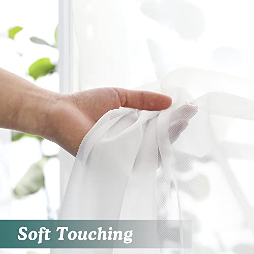 White Sheer Curtains 96 Inches Long 2 Panels (White / 59"W x 96"L (Pack of 2))