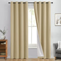 Beige 100% Blackout Curtains 84 Inches Long for Bedroom 50" Wide (50"W x 84"L (Pack of 2) / Beige With White Backing)
