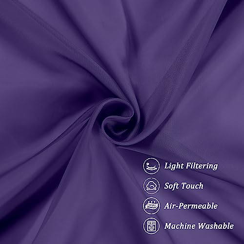 Sheer Valances for Windows 2 Packs (Purple / 42"W x 14"L (Pack of 2))